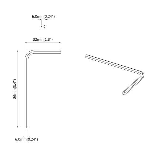 Hex ključ 2 kom. Srebrna 32 x 86 mm Čelik - m8 2 kom Cijena