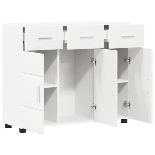 Kreveta FLORIN 88,5 x 30,5 x 73 cm Bijelo Konstruirano drvo - Bijela Sideboard s 3 ladice i 3 vrata Cijena