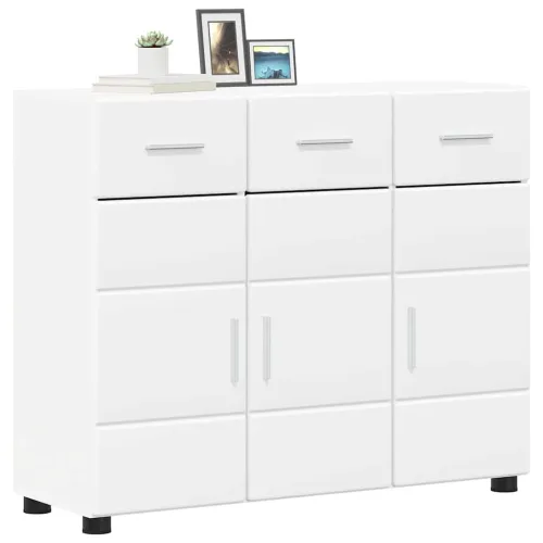 Kreveta FLORIN 88,5 x 30,5 x 73 cm Bijelo Konstruirano drvo - Bijela Sideboard s 3 ladice i 3 vrata Cijena