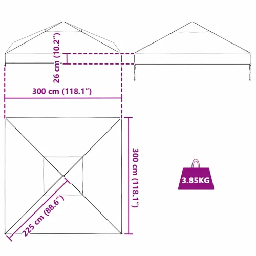 Zamjena nadstrešnice 300 x 300 x 26 cm *Transparent*an PVC - 3 x 3 m Dvojak krov Cijena
