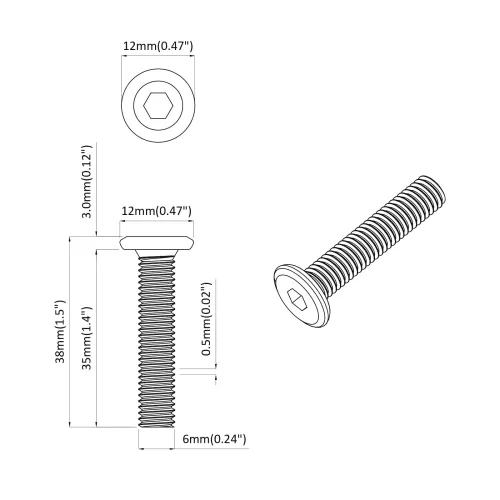 Vijak s plastičnom glavom 2514 kom. Srebrno Čelik - M6 x 35 mm 18 kg (otprilike 2514 komada) Cijena