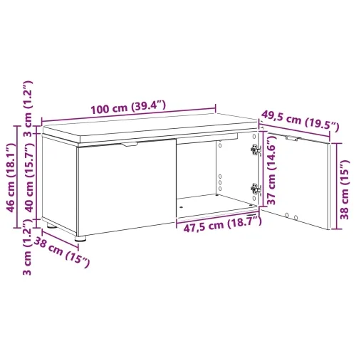 Klupa za hodnik Zanatski Hrast 100 x 38 x 46 cm - Zanatski hrast 100 cm Cijena
