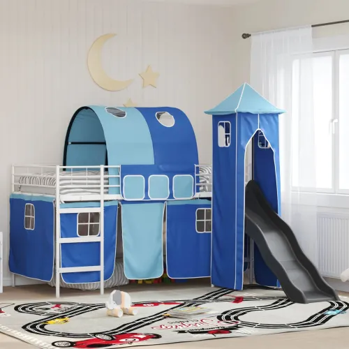 Krevet na kat za djecu Bijela i plava 80 x 200 cm Metal - Bijela i plava 80 x 200 cm Cijena