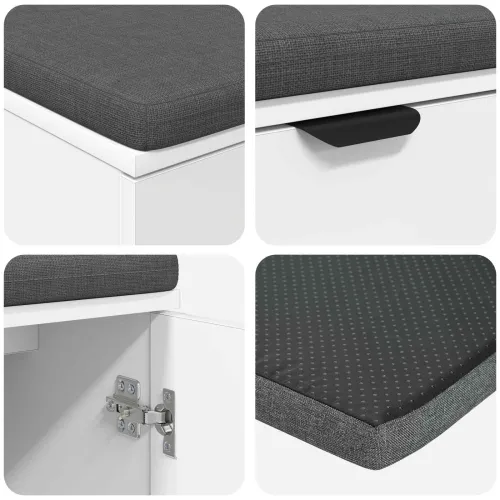 Klupa za hodnik s jastukom s policom Bijeli 80 x 38 x 46 cm - Bijeli 80 cm Cijena