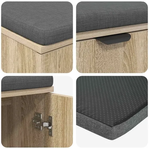 Klupa za hodnik s jastukom Sonoma hrast 80 x 38 x 46 cm - sonoma hrast 80 cm Cijena