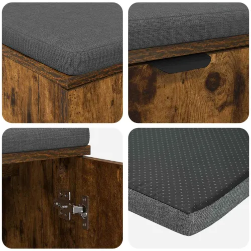 Klupa za hodnik s jastukom Dimljeni Hrast 80 x 38 x 46 cm - Dimljeni hrast 80 cm Cijena