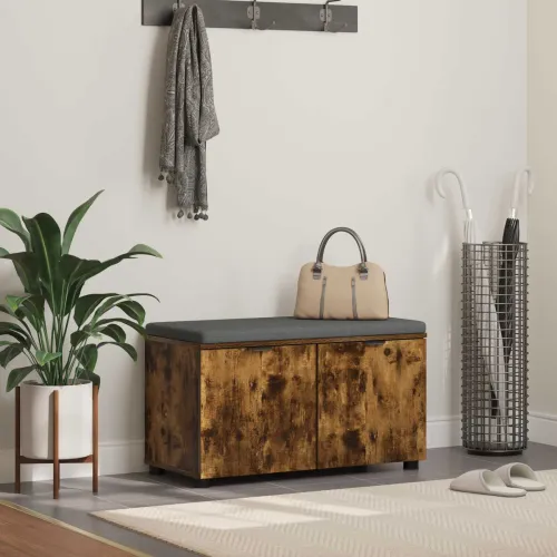 Klupa za hodnik s jastukom Dimljeni Hrast 80 x 38 x 46 cm - Dimljeni hrast 80 cm Cijena