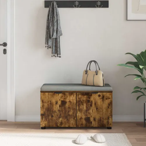 Klupa za hodnik s jastukom Dimljeni Hrast 80 x 38 x 46 cm - Dimljeni hrast 80 cm Cijena