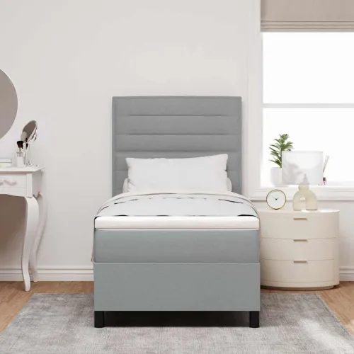Box spring krevet Svjetlosiva 90 x 200 cm tkanina - Svjetlosiva 90 x 200 cm Dizajn linija Cijena
