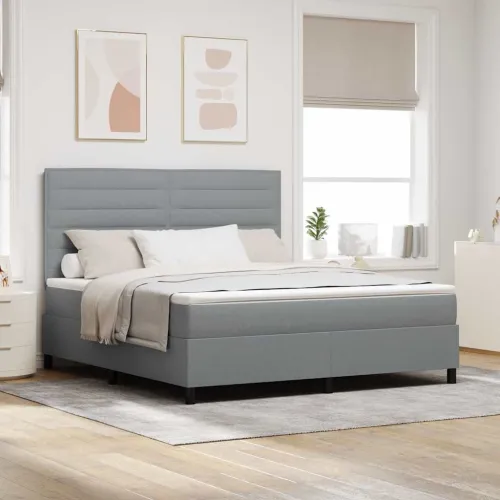 Box spring krevet Svjetlosiva 180 x 200 cm tkanina - Svjetlosiva 180 x 200 cm Dizajn linija Cijena