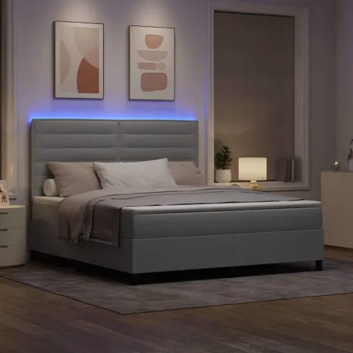 Box spring krevet Svjetlosiva 180 x 200 cm tkanina - Svjetlosiva 180 x 200 cm Dizajn linija Cijena
