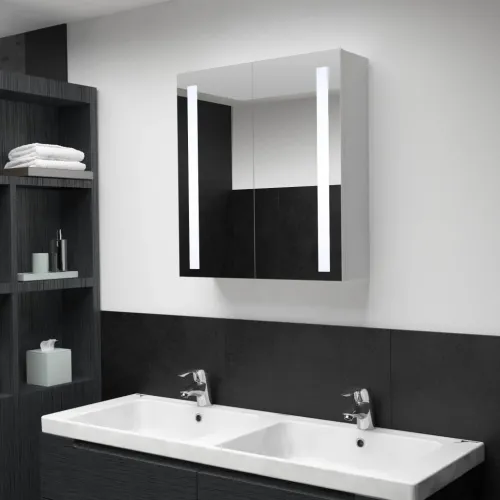 LED kupaonski ormarić s ogledalom 60 x 14 x 62 cm - Bijela i srebrna 62 x 14 x 60 cm Cijena