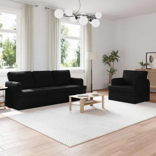 Set sofe 2 kom. Crna tkanina - Crna 1 sjedalo +3 sjedala (180 cm) Cijena