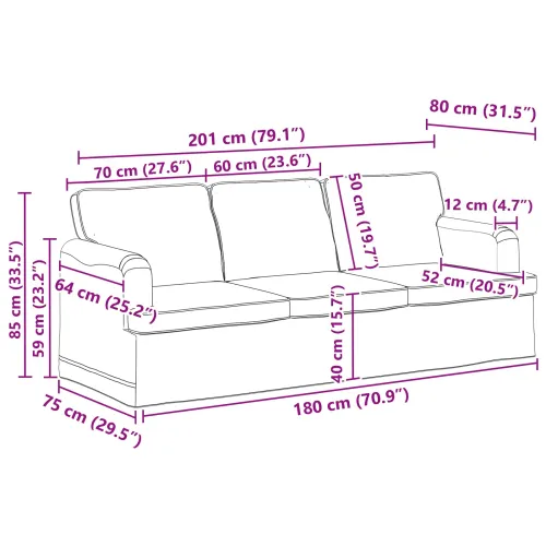 Set sofe 2 kom. Krema tkanina - Krema 1 sjedalo +3 sjedala (180 cm) Cijena