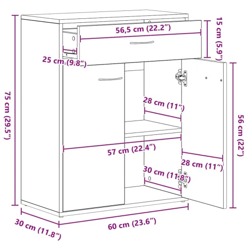 Komoda bijela 60 x 30 x 75 cm od konstruiranog drva - Bijela 1 Cijena