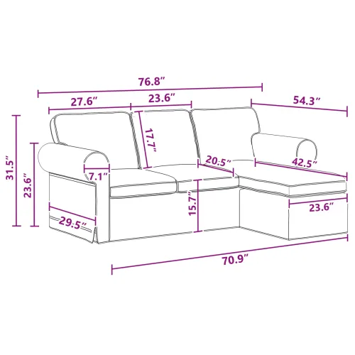 Sofa Tamno siva 215 x 138 x 80 cm tkanina - Tamno siva 180 cm Cijena