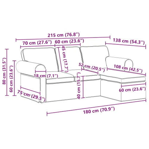 Sofa Tamno siva 215 x 138 x 80 cm tkanina - Tamno siva 180 cm Cijena