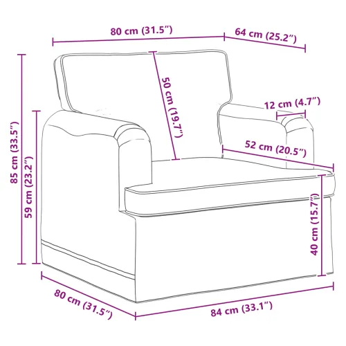 Sofa Crna 84 x 80 x 85 cm tkanina - Crna 60 cm Cijena