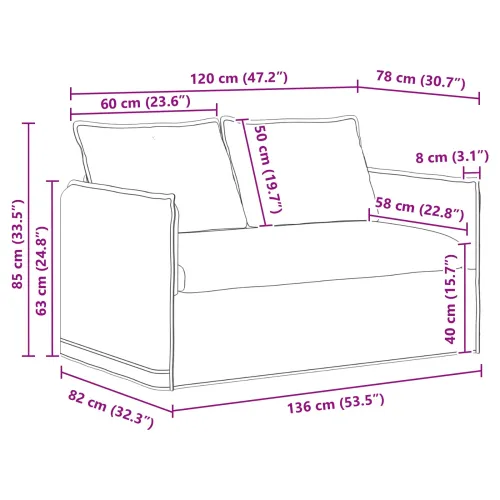 Sofa Plava 136 x 82 x 85 cm tkanina - Plava 120 cm Cijena