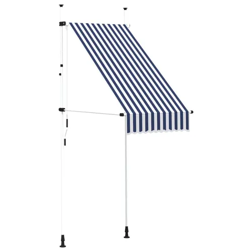 Tenda na ručno uvlačenje 100 cm plavo-bijela prugasta - Plava i bijela 100 cm Bijeli okvir Cijena