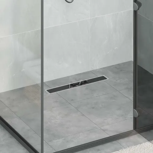 Odvod za tuš s Dječjim pokrivačem Crna 50 cm - 50 cm s poklopcem od kaljenog stakla Cijena