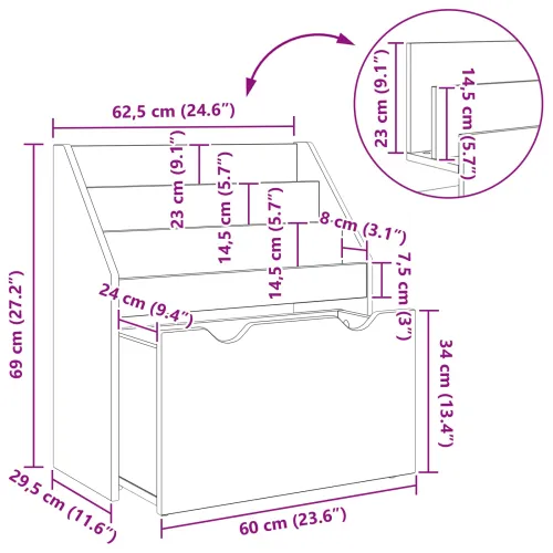 Polica za knjige za djecu Siva Sonoma 60 x 29,5 x 69 cm - Sivi hrast sonoma Cijena