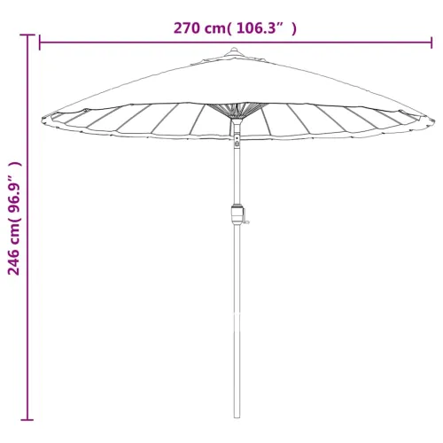Vanjski suncobran s aluminijskim stupom 250 cm crni - Crna Cijena