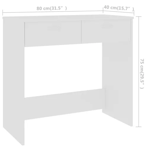 Radni stol bijeli 80 x 40 x 75 cm od konstruiranog drva - Bijela Bijela Cijena