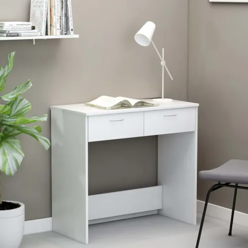 Radni stol bijeli 80 x 40 x 75 cm od konstruiranog drva - Bijela Bijela Cijena