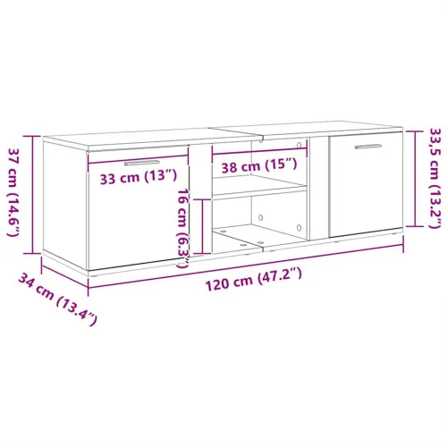 TV ormarić bijeli 120 x 34 x 37 cm od konstruiranog drva - Bijela 1 Cijena