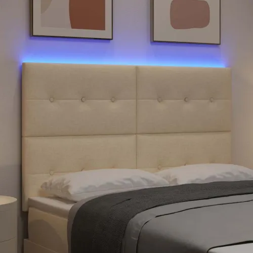 LED glava kreveta s LED trakama Krema 160 cm tkanina - Krema 160 cm Visoki uzglavlje Cijena