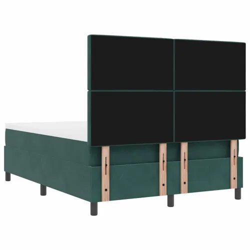 Box spring krevet Tamnozelena 140 x 190 cm Baršun - Tamnozelena 140 x 190 cm Kristal s dugmadima Cijena