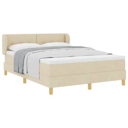 Box spring krevet s uzglavljem Krema 160 x 200 cm tkanina - Krema 160 x 200 cm Prošiveno gumbima Cijena