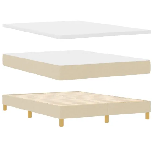 Box spring krevet s uzglavljem Krema 160 x 200 cm tkanina - Krema 160 x 200 cm Prošiveno gumbima Cijena