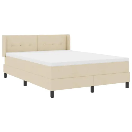 Box spring krevet s uzglavljem Krema 200 x 160 cm tkanina - Krema 160 x 200 cm Prošiveno gumbima Cijena