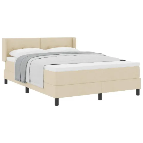 Box spring krevet s uzglavljem Krema 200 x 160 cm tkanina - Krema 160 x 200 cm Prošiveno gumbima Cijena