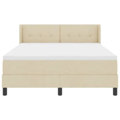Box spring krevet s uzglavljem Krema 200 x 160 cm tkanina - Krema 160 x 200 cm Prošiveno gumbima Cijena