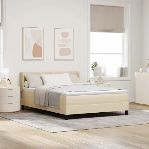 Box spring krevet s uzglavljem Krema 200 x 160 cm tkanina - Krema 160 x 200 cm Prošiveno gumbima Cijena