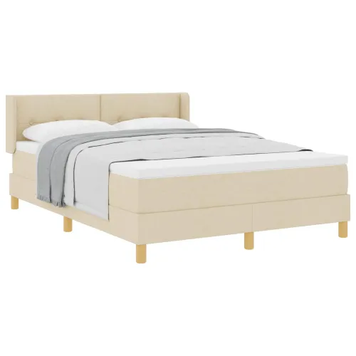 Box spring krevet s uzglavljem Krema 200 x 160 cm tkanina - Krema 160 x 200 cm Prošiveno gumbima Cijena