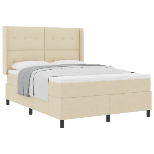 Box spring krevet s jastukom Krema 200 x 160 cm tkanina - Krema 160 x 200 cm Prošiveno gumbima Cijena