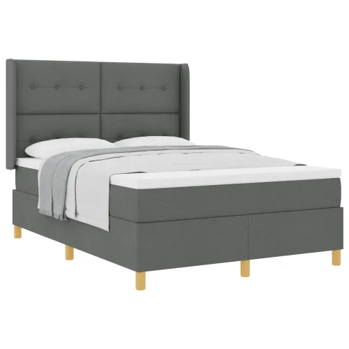 Box spring krevet Tamno siva 140 x 190 cm tkanina - Tamno siva 140 x 190 cm Prošiveno gumbima Cijena