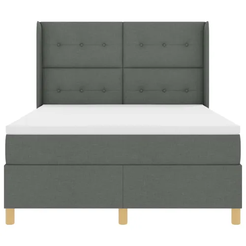 Box spring krevet Tamno siva 140 x 190 cm tkanina - Tamno siva 140 x 190 cm Prošiveno gumbima Cijena