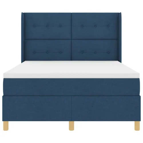 Box spring krevet s uzglavljem Plava 140 x 190 cm tkanina - Plava 140 x 190 cm Prošiveno gumbima Cijena