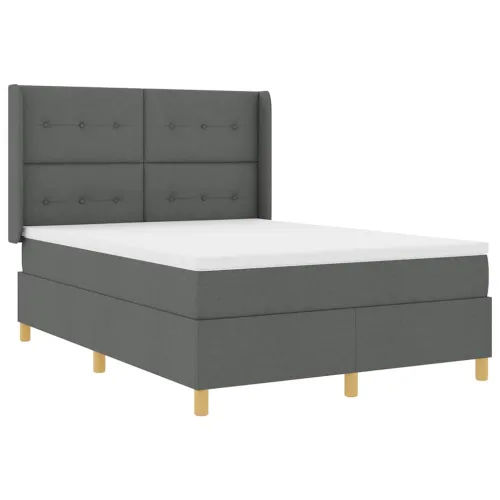 Box spring krevet Tamno siva 160 x 200 cm tkanina - Tamno siva 160 x 200 cm Prošiveno gumbima Cijena