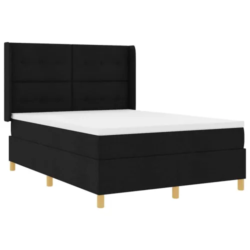 Box spring krevet s uzglavljem Crna 160 x 200 cm tkanina - Crna 160 x 200 cm Prošiveno gumbima Cijena