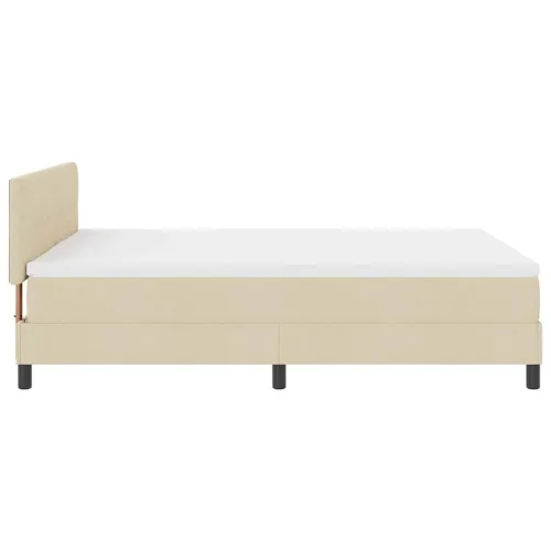 Box spring krevet s LED trakama Krema 160 x 200 cm tkanina - Krema 160 x 200 cm Prošiveno gumbima Cijena