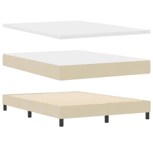 Box spring krevet s LED trakama Krema 160 x 200 cm tkanina - Krema 160 x 200 cm Prošiveno gumbima Cijena