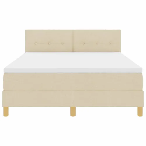 LED Box Spring Krevet s LED trakama Krema 160 x 200 cm tkanina - Krema 160 x 200 cm Prošiveno gumbima Cijena