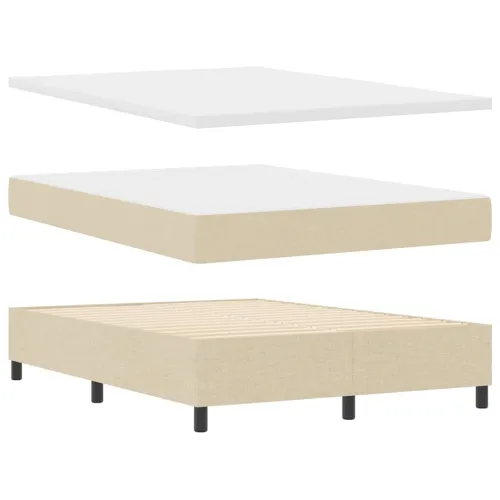 Box spring krevet s LED trakama Krema 160 x 200 cm tkanina - Krema 160 x 200 cm Prošiveno gumbima Cijena