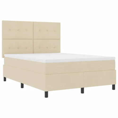 Box spring krevet s LED trakama Krema 160 x 200 cm tkanina - Krema 160 x 200 cm Prošiveno gumbima Cijena
